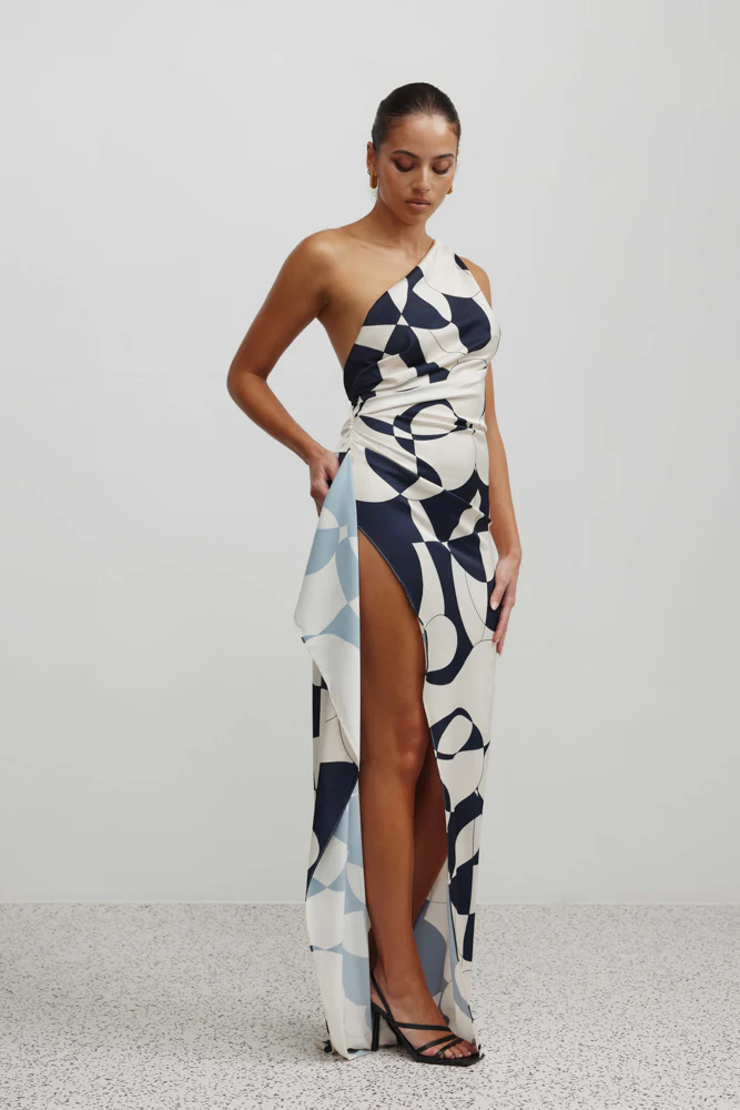 Samira Dress - Abstract Navy Print - Image 4