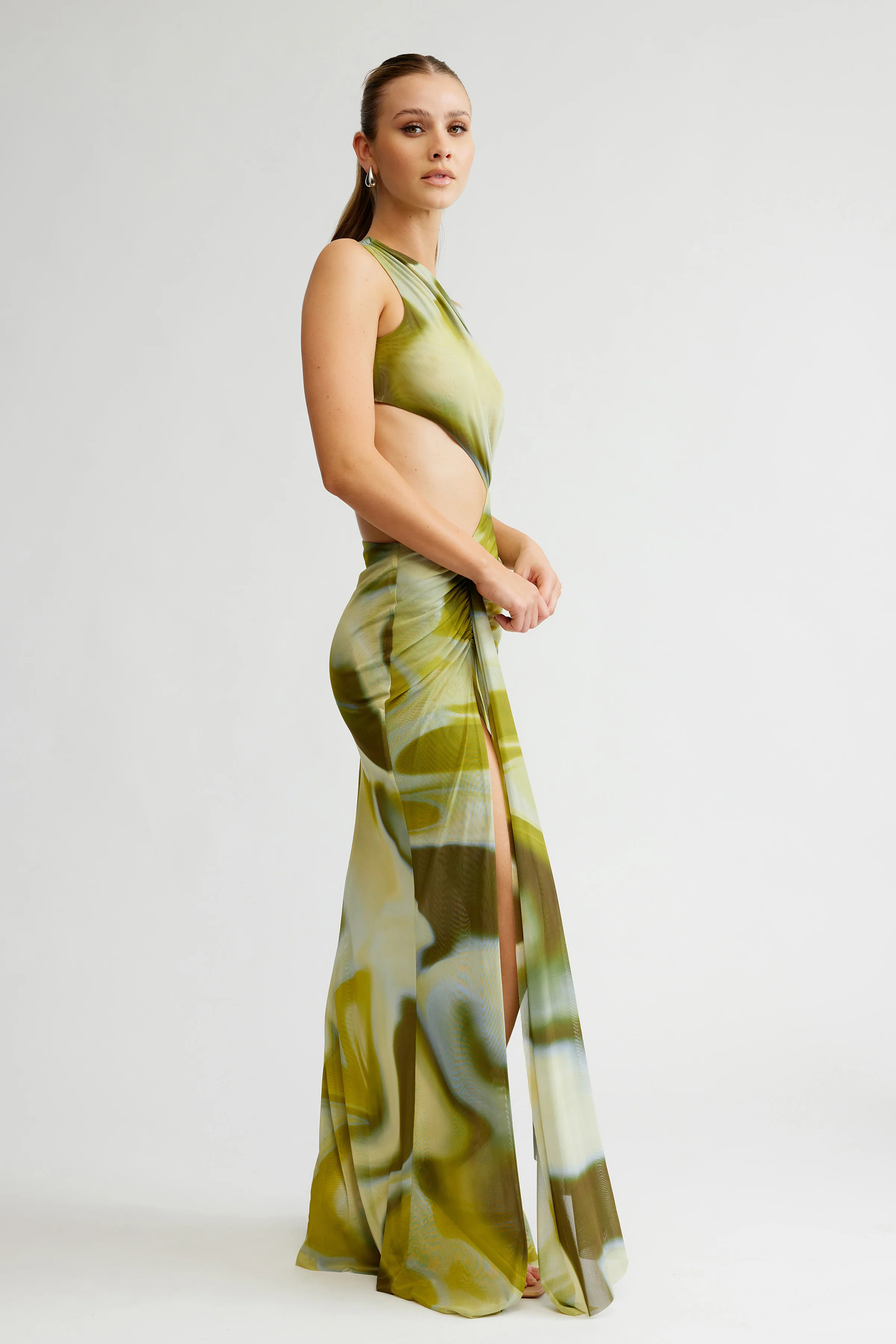 Zaniah Dress - Sage Liquify Print - Image 5